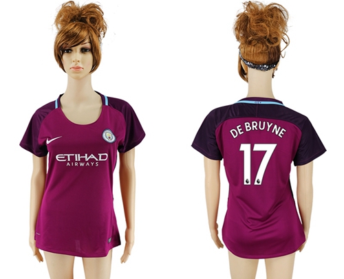 Women's Manchester City #17 De Bruyne Away Soccer Club Jersey